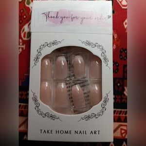 🍉 Sz. MED. PINK WITH FAINT WHITE TIPS, VERY NATURAL NAILS!